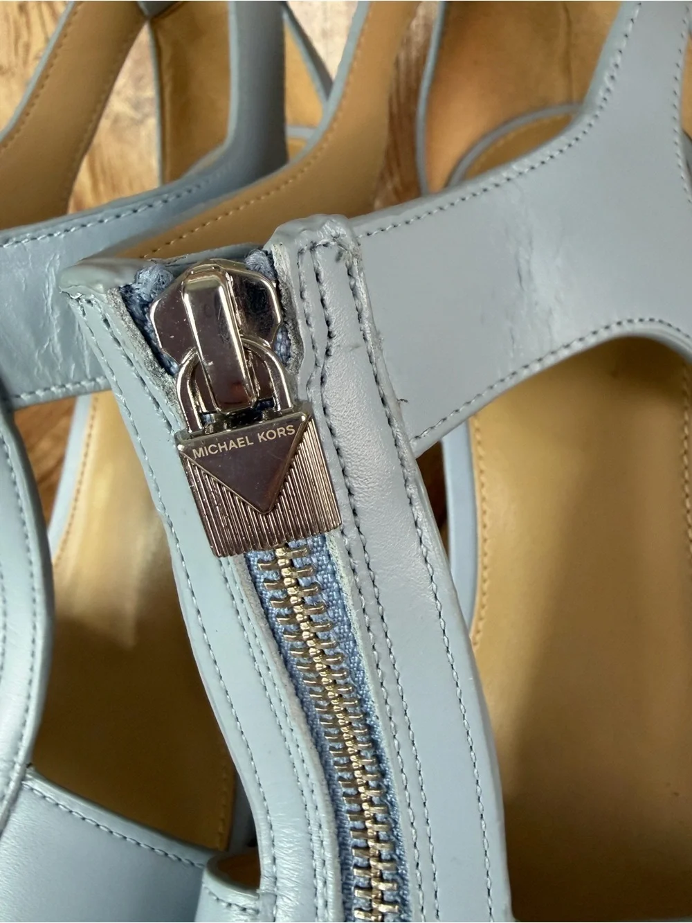 Michael Kors light blue block heel sandals size 6